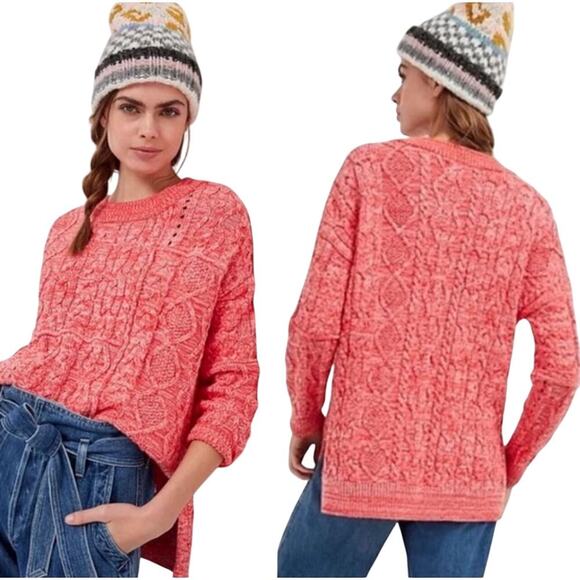 ANTHROPOLOGIE PILCRO Women’s Jasmine Cableknit Pink &...